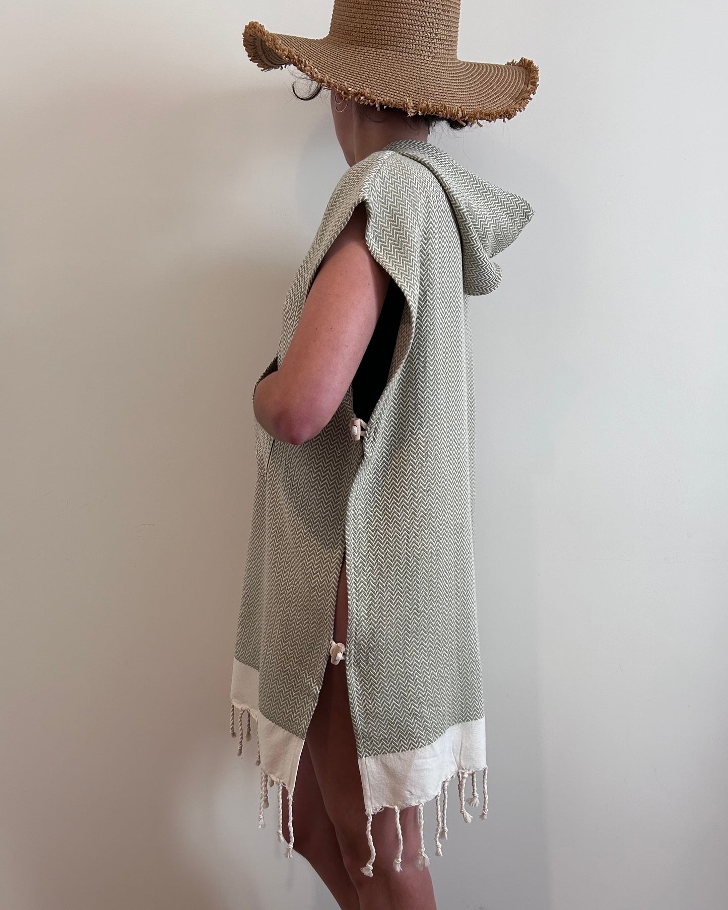 Poncho Chevron Kaki Clair