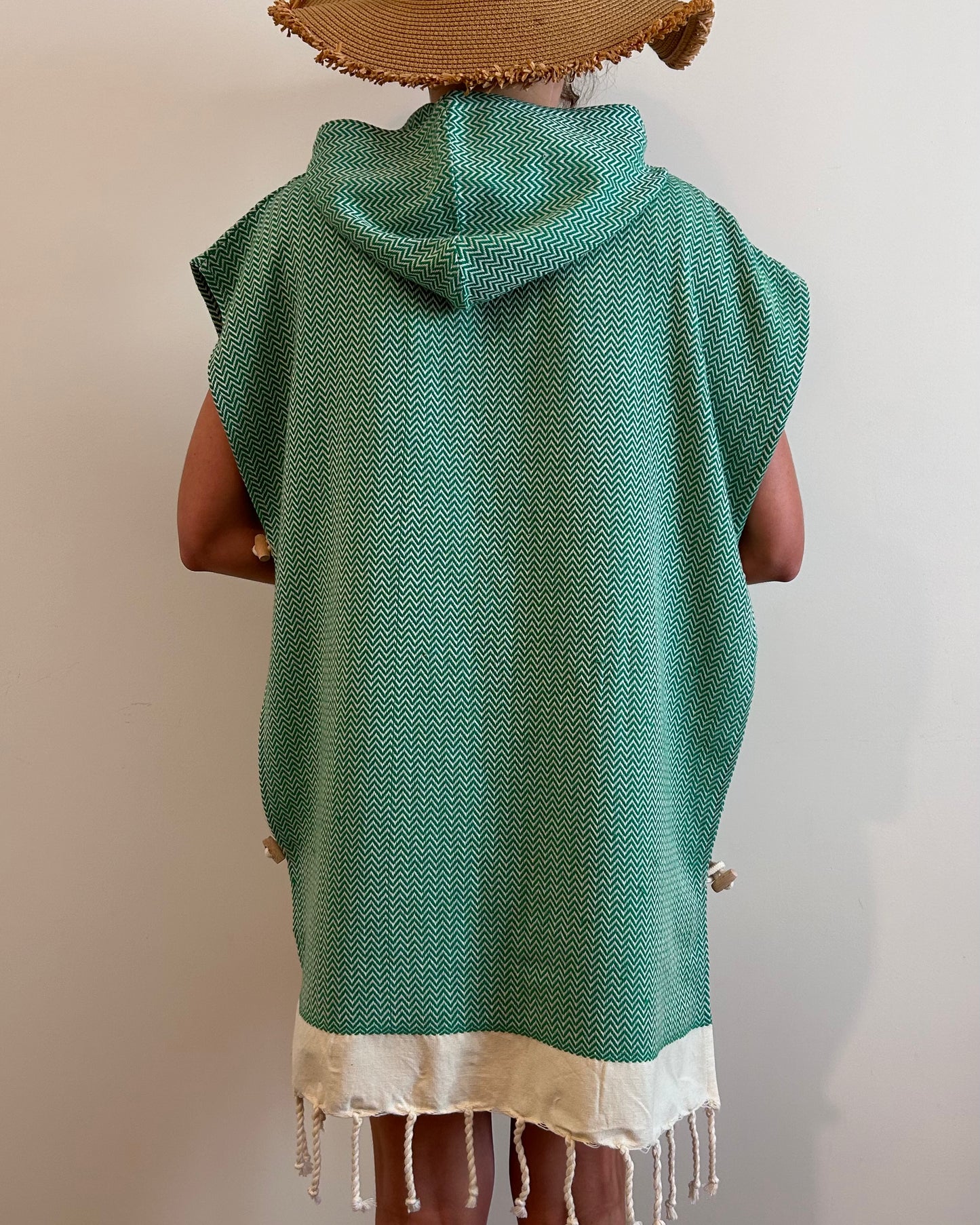 Poncho Chevron Vert Gazon