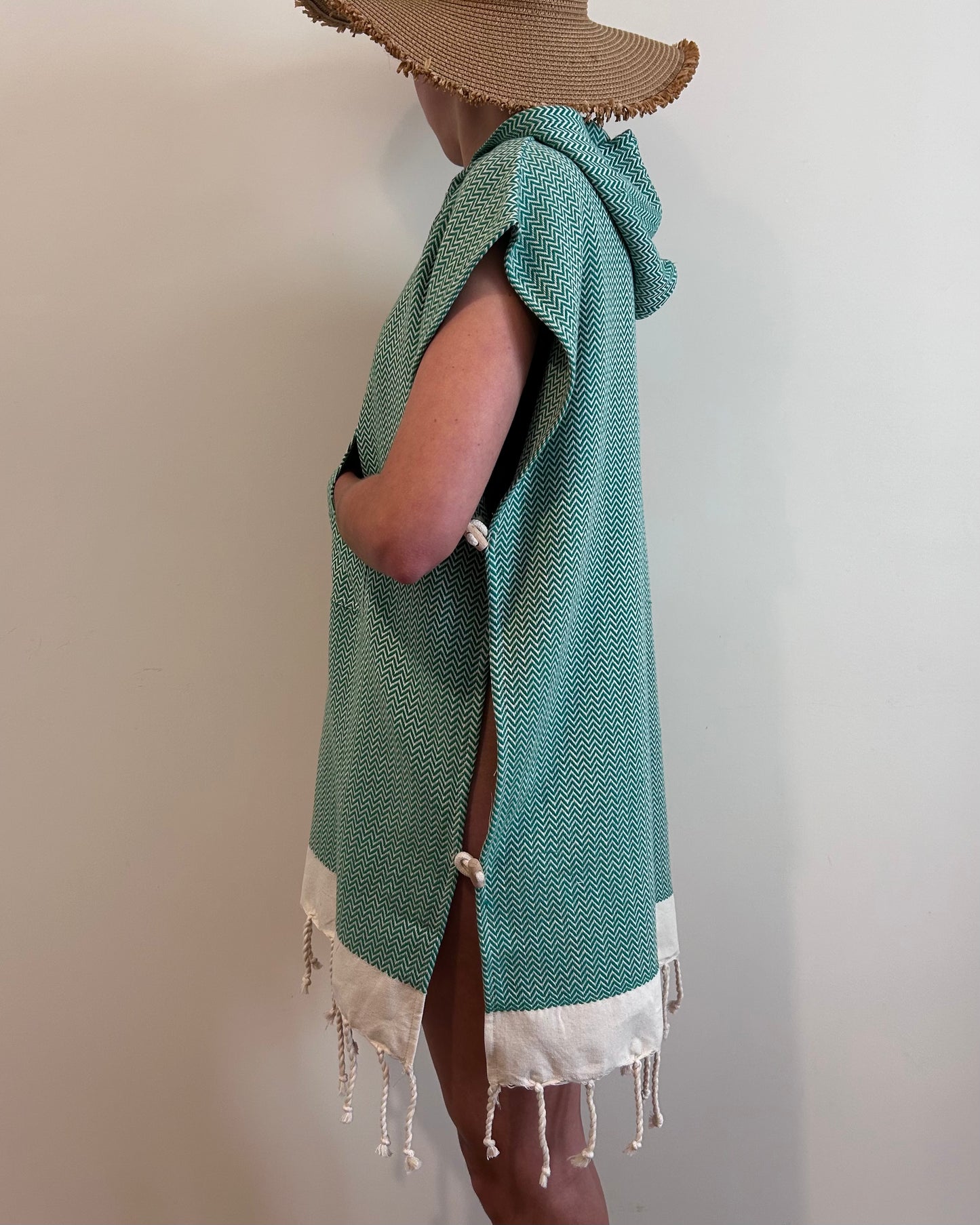 Poncho Chevron Vert Gazon