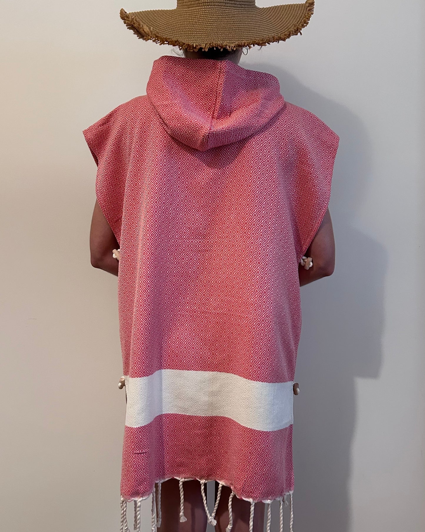 Poncho Diamant Rouge Corail