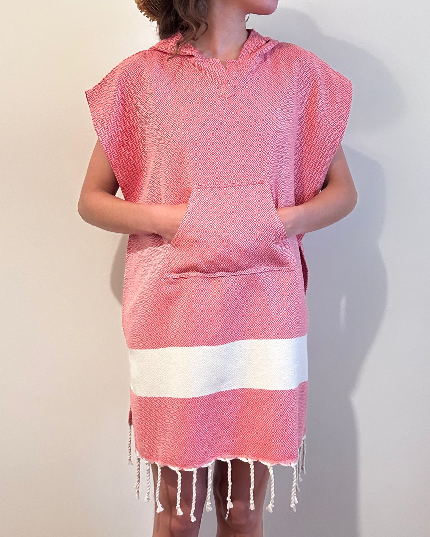 Poncho Diamant Rouge Corail