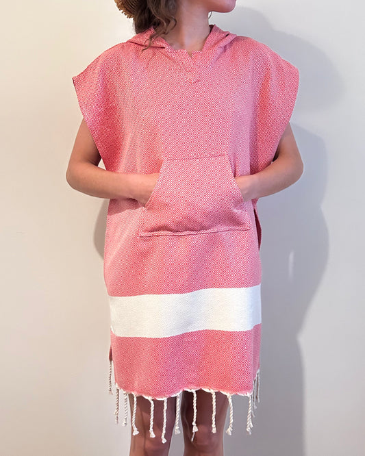 Poncho Diamant Rouge Corail