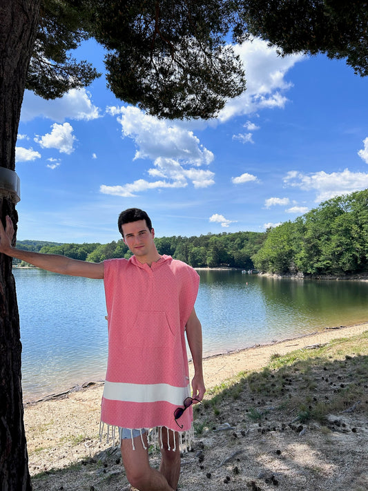 Poncho Diamant Rouge Corail